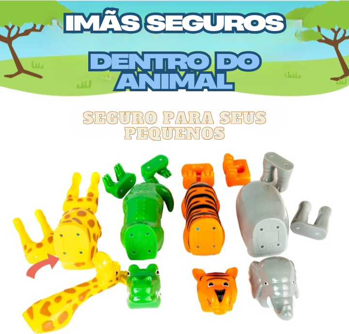 Conjunto de Brinquedos Magnéticos Animais da Selva Estimule o Desenvolvimento do Seu Pequeno 20 Peças