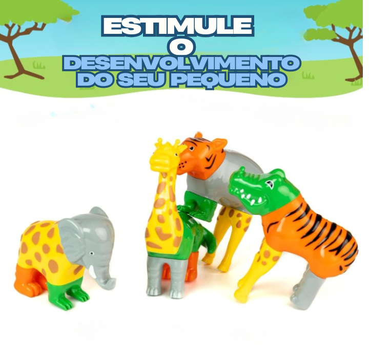 Conjunto de Brinquedos Magnéticos Animais da Selva Estimule o Desenvolvimento do Seu Pequeno 20 Peças