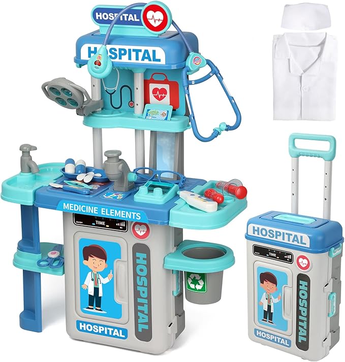 Kit de Médico para Crianças 2 em 1  Para Meninos e Meninas Conjunto Completo