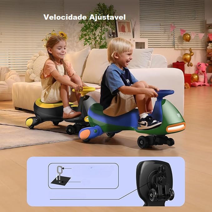 Carro Elétrico Infantil Com Acelerador Nos Pés, Bateria Recarregável E Rodas Com Led