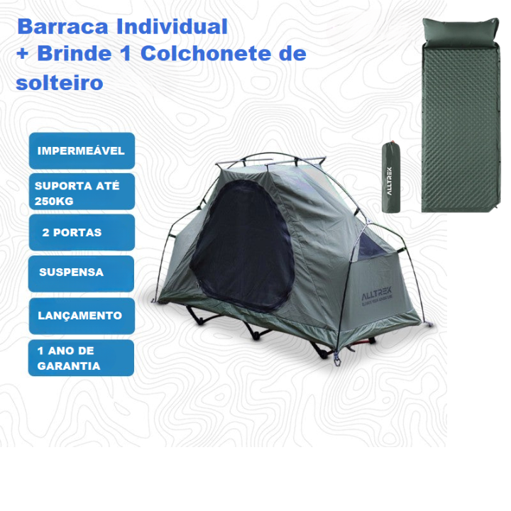 Barraca Individual Suspensa Impermeável + Brinde Exclusivo: Colchonete de Solteiro