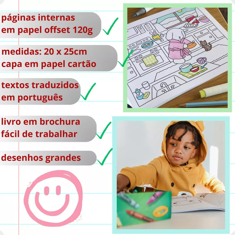 Estojo Canetinhas Cololoridas Marcador Permanente Ponta Dupla 120 Cores + 5 Livro de Colorir