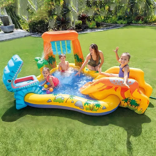 Piscina Inflável Playground Dinossauro – Diversão Refrescante para os Pequenos!