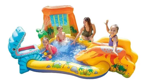 Piscina Inflável Playground Dinossauro – Diversão Refrescante para os Pequenos!