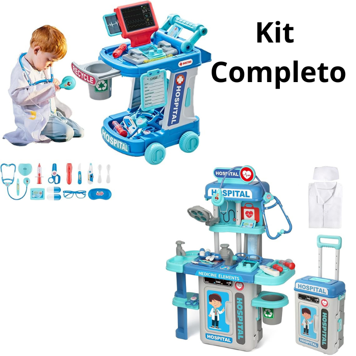 Kit de Médico para Crianças 2 em 1  Para Meninos e Meninas Conjunto Completo