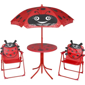 Conjunto kids 1 mesa, 2 cadeiras e 1 guarda-sol - para ambientes internos e externos - Perfeito para praia e jardim